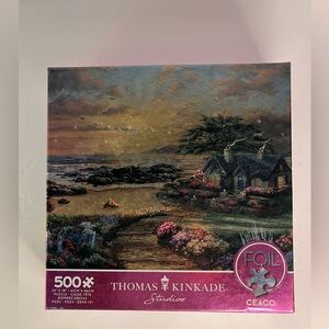 Thomas Kinkade Studios Art Seaside Cottage 500 PC‎ Foil Puzzle New